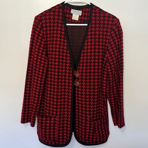 Vintage Three Flaggs red and black checkered blazer size medium